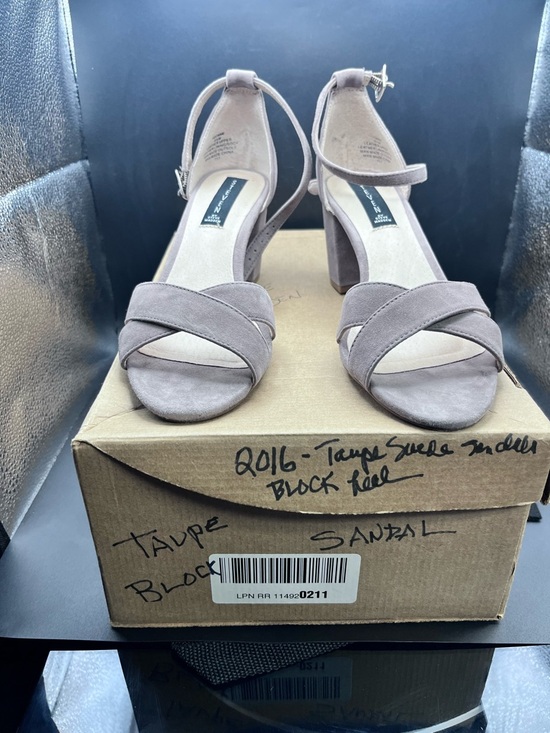 Steve Madden Shoes - Steve Madden Taupe Suede Block Heel Sandals with Ankle Strap